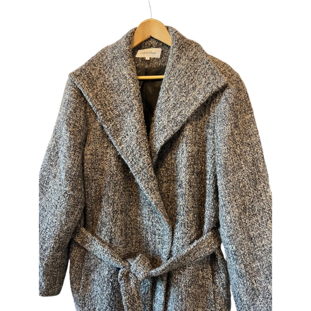 Calvin Klein Charcoal Belted Pea Coat - Picture 2 of 9